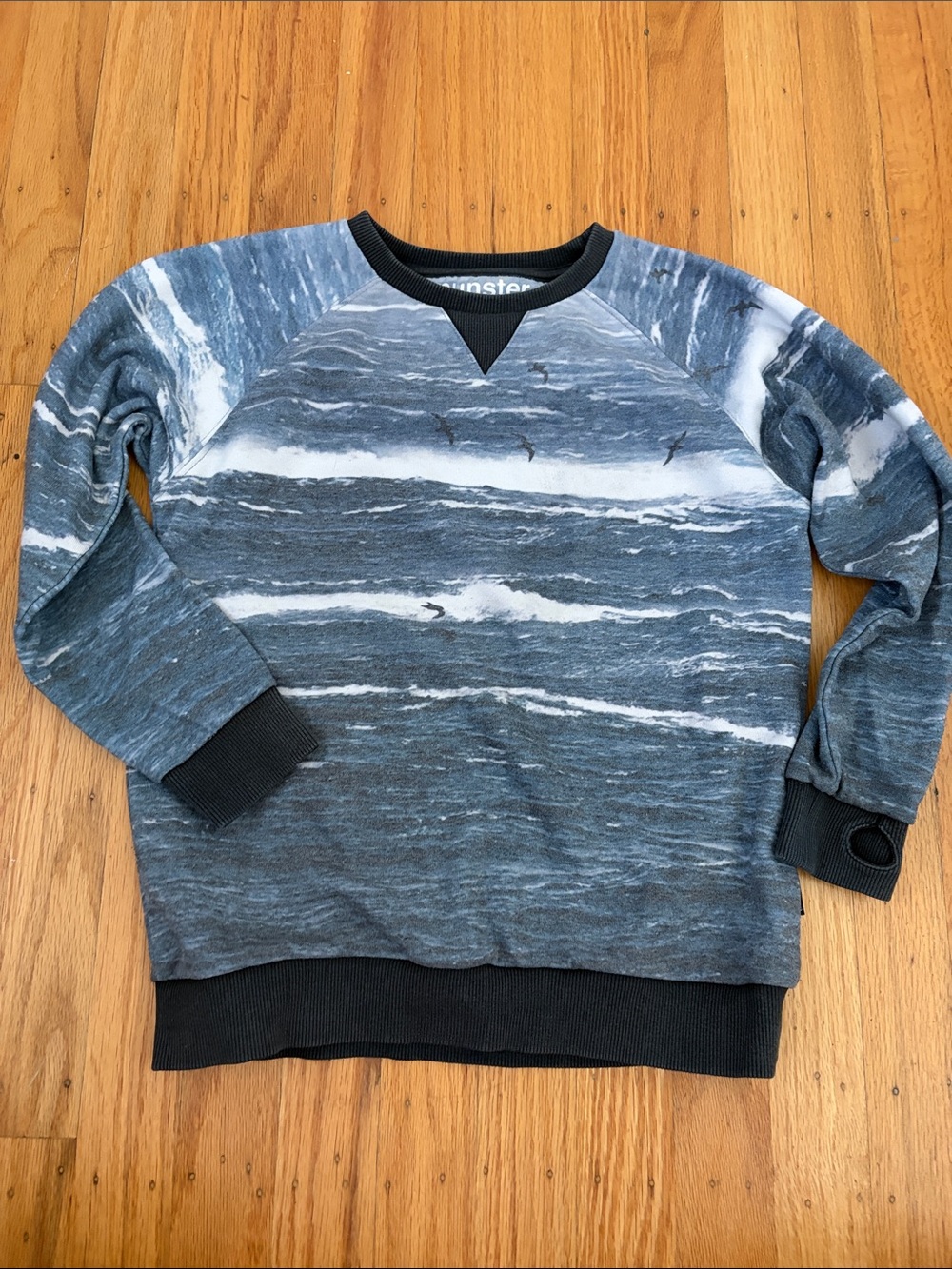 Munster Blue Marled Wave-Print Sweatshirt